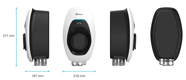 Delta AC max front and side views with dimensions